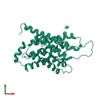 PDB entry 1j4n coloured by chain, front view.