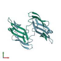 PDB entry 1j4v coloured by chain, front view.