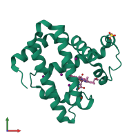 PDB entry 1j52 coloured by chain, front view.