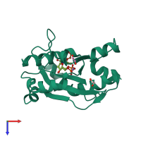 PDB entry 1j54 coloured by chain, top view.