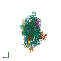 PDB entry 1j5e coloured by chain, side view.