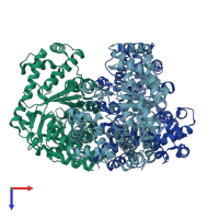 PDB entry 1j5s coloured by chain, top view.