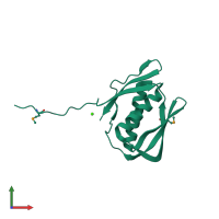 PDB entry 1j5u coloured by chain, front view.