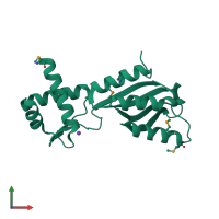 PDB entry 1j5y coloured by chain, front view.