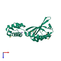 PDB entry 1j5y coloured by chain, top view.
