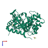 PDB entry 1j6o coloured by chain, top view.
