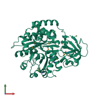 PDB entry 1j6p coloured by chain, front view.