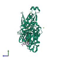 PDB entry 1j6z coloured by chain, side view.