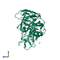 PDB entry 1j71 coloured by chain, side view.