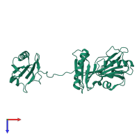PDB entry 1j72 coloured by chain, top view.