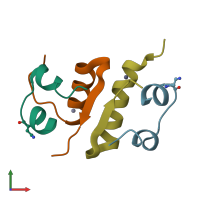 PDB entry 1j73 coloured by chain, front view.