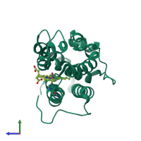 PDB entry 1j77 coloured by chain, side view.