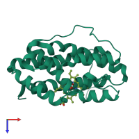 PDB entry 1j77 coloured by chain, top view.