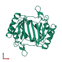 D-aminoacyl-tRNA deacylase in PDB entry 1j7g, assembly 1, front view.