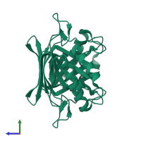 D-aminoacyl-tRNA deacylase in PDB entry 1j7g, assembly 1, side view.