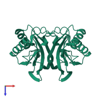 D-aminoacyl-tRNA deacylase in PDB entry 1j7g, assembly 1, top view.