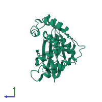 PDB entry 1j7i coloured by chain, side view.