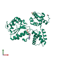 PDB entry 1j7k coloured by chain, front view.