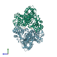 PDB entry 1j7n coloured by chain, side view.