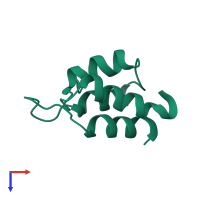 PDB entry 1j7r coloured by chain, top view.