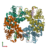 PDB entry 1j7s coloured by chain, front view.