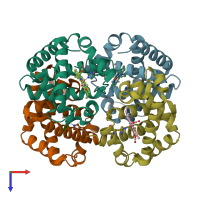 PDB entry 1j7w coloured by chain, top view.