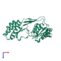 PDB entry 1j7x coloured by chain, top view.