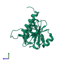 PDB entry 1j85 coloured by chain, side view.