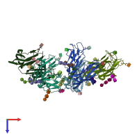 PDB entry 1j88 coloured by chain, top view.