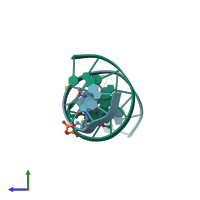 PDB entry 1j8l coloured by chain, side view.