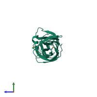 PDB entry 1j8s coloured by chain, side view.
