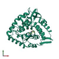 PDB entry 1j8u coloured by chain, front view.