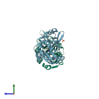 PDB entry 1j97 coloured by chain, side view.