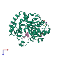 PDB entry 1j99 coloured by chain, top view.