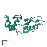 PDB entry 1j9b coloured by chain, top view.