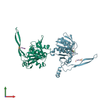 PDB entry 1j9k coloured by chain, front view.