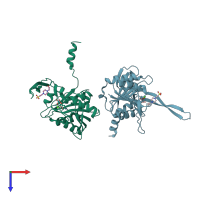PDB entry 1j9k coloured by chain, top view.