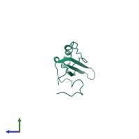 PDB entry 1j9o coloured by chain, side view.