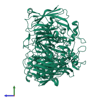 Copper-containing nitrite reductase in PDB entry 1j9r, assembly 1, side view.