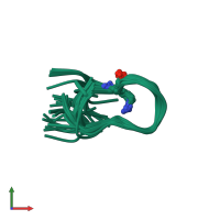 PDB entry 1j9v coloured by chain, ensemble of 49 models, front view.