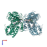 PDB entry 1j9z coloured by chain, top view.