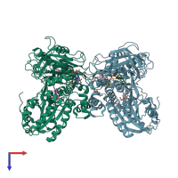 PDB entry 1ja1 coloured by chain, top view.