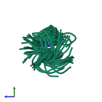 PDB entry 1jaa coloured by chain, ensemble of 50 models, side view.