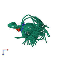 PDB entry 1jaa coloured by chain, ensemble of 50 models, top view.