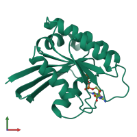 PDB entry 1jah coloured by chain, front view.