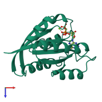 PDB entry 1jah coloured by chain, top view.