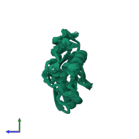 PDB entry 1jaj coloured by chain, ensemble of 25 models, side view.