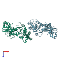 PDB 1jal coloured by chain and viewed from the top.