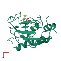 PDB entry 1jaq coloured by chain, top view.
