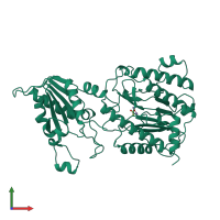 PDB entry 1jaw coloured by chain, front view.